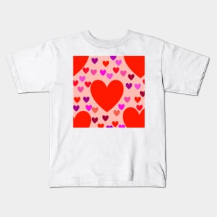 red blue heart pattern design background Kids T-Shirt